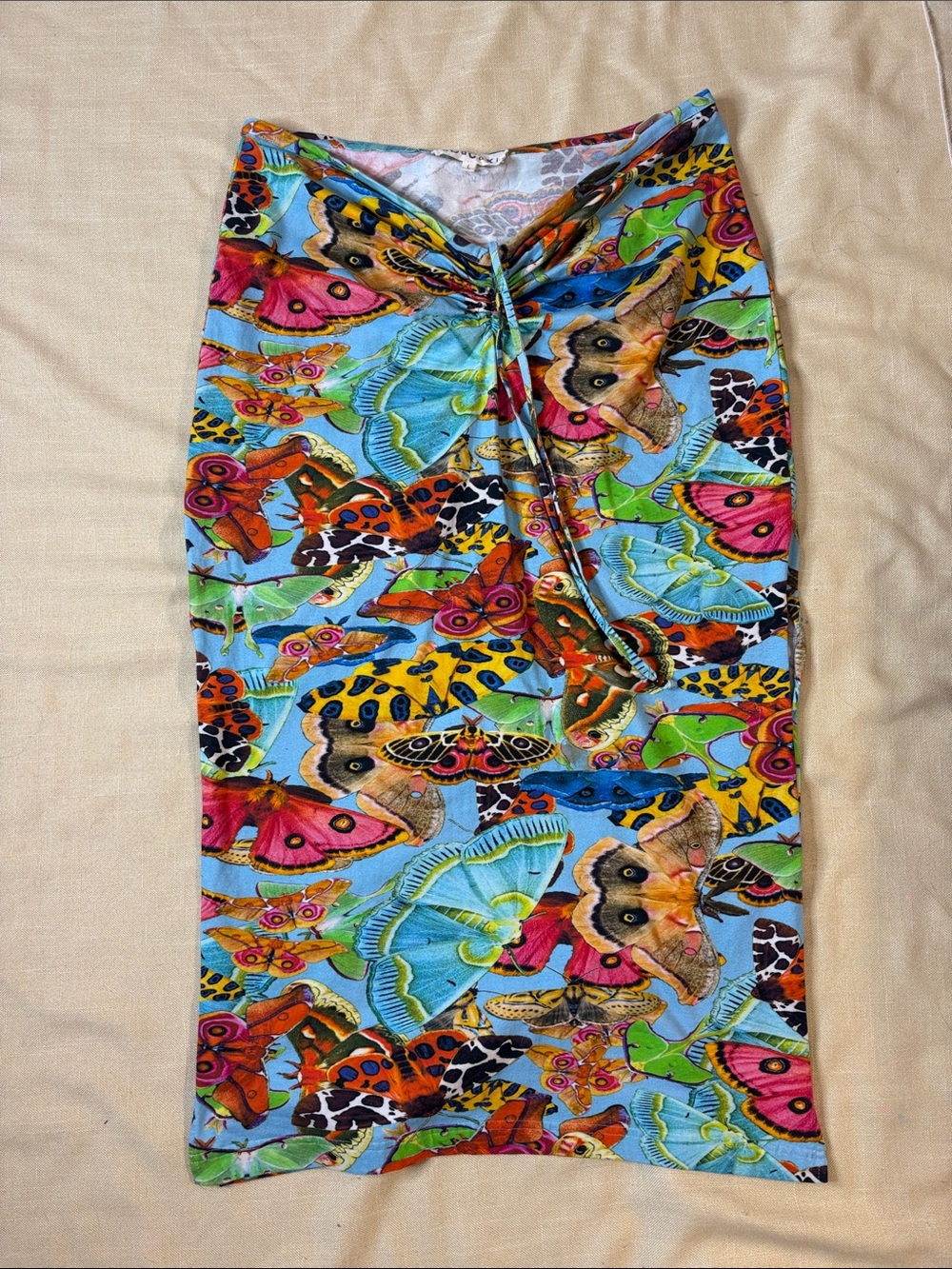 Vibrant Blue Butterfly-Print Swim Sarong